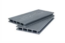 Террасная доска ДПК POLIVAN GROUP 3D+вельвет пустотелая двусторонняя DENPASAR серого цвета