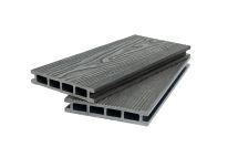 Террасная доска ДПК POLIVAN GROUP 3D+вельвет пустотелая с двухсторонней отделкой DENPASAR черного цвета.