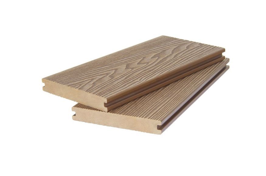 Двухсторонняя полнотелая террасная доска с 3D фактурой дерева POLIVAN GROUP SINGARAJA, песочного цвета. купить в Челябинске