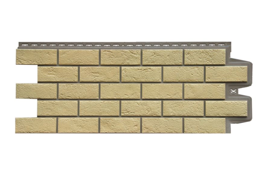 Фасадная панель Grand Line, Состаренный кирпич Design Plus, Ваниль (Темно-бежевый шов) купить в Челябинске