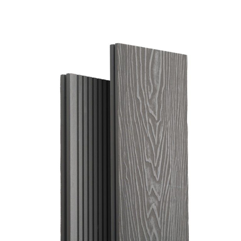 Террасная доска Экодекинг Топ полнотелая, Серый купить в Челябинске