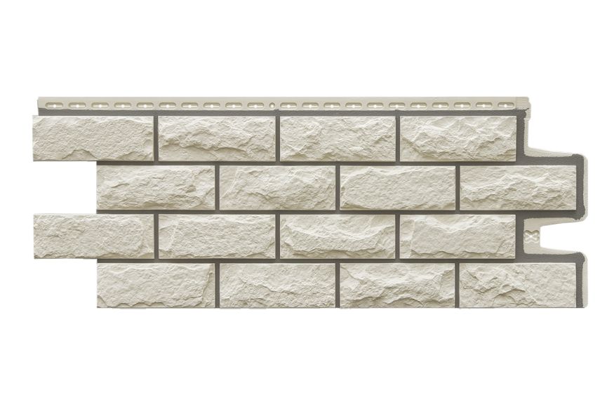 Фасадные панели Grand Line, Колотый камень Design, Молочный (шов RAL 7006) купить в Челябинске