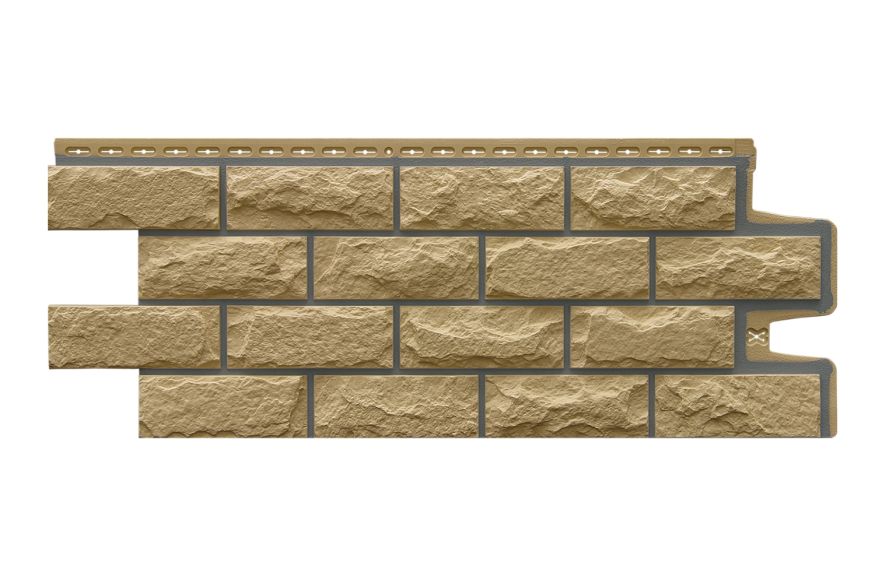 Фасадные панели Grand Line, Колотый камень Design, Песочный (шов RAL 7006) купить в Челябинске