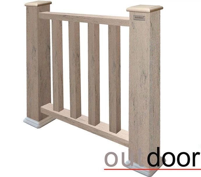 Ограждение из ДПК Outdoor Классик 3D STORM в сером миксе купить в Челябинске