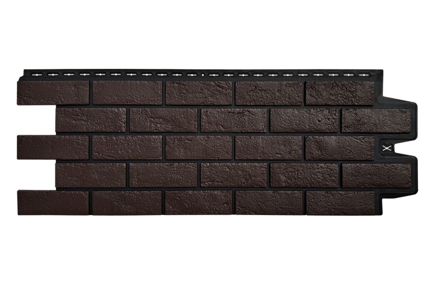 Фасадная панель Grand Line, Состаренный кирпич Design, Шоколадный, шов RAL 9005 купить в Челябинске